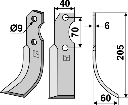 Fräsmesser, rechte Ausführung geeignet für: Brumital-Agris  blade 