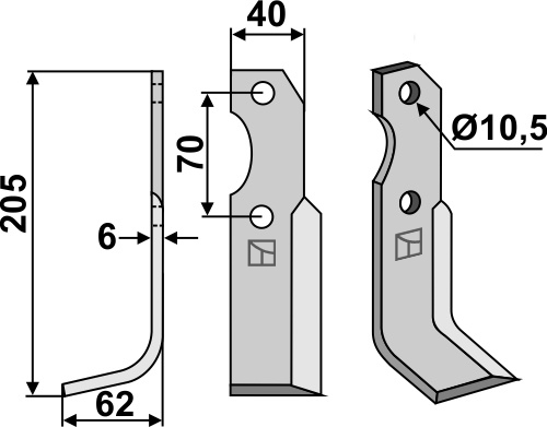 Fräsmesser, linke Ausführung geeignet für: Brumital-Agris  blade 
