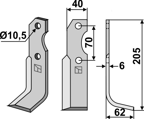 Fräsmesser, rechte Ausführung geeignet für: Brumital-Agris  fræserkniv