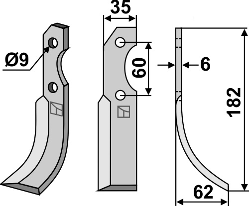 Fräsmesser, rechte Ausführung geeignet für: Brumital-Agris  blade 
