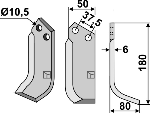 Fräsmesser, rechte Ausführung geeignet für: Brumital-Agris  fræserkniv