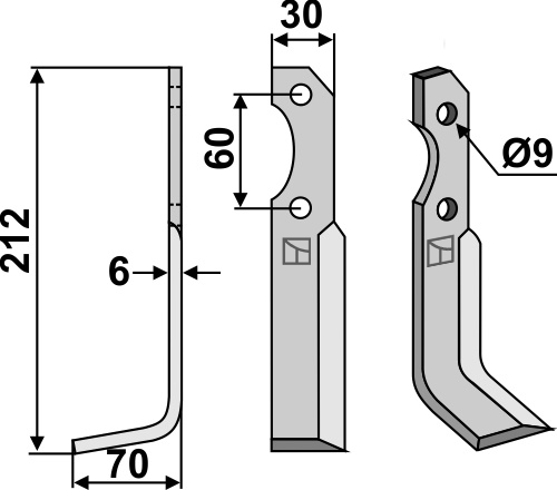 Fräsmesser, linke Ausführung geeignet für: Brumital-Agris  fræserkniv