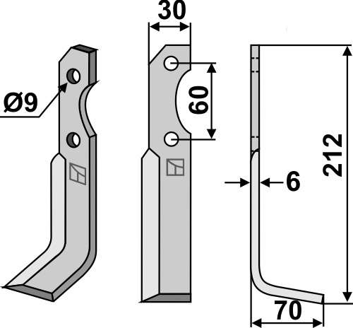 Fräsmesser, rechte Ausführung geeignet für: Brumital-Agris nóż glebogryzark