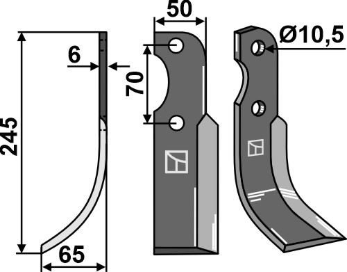 Fräsmesser, linke Ausführung geeignet für: Brumital-Agris  blade 