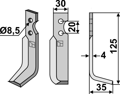 Fräsmesser, rechte Ausführung geeignet für: Bungartz nóż glebogryzark