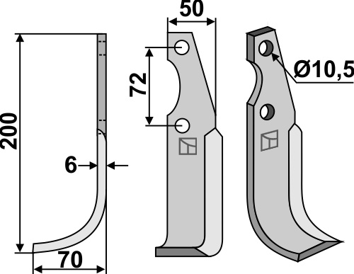 Fräsmesser, linke Ausführung geeignet für: Casorzo nóż glebogryzark