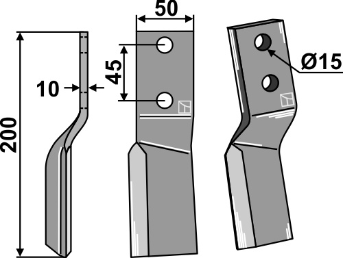 Rotorzinken - linke Ausführung geeignet für: Celli fræserkniv og rotortænder