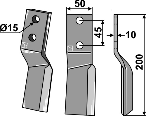 Rotorzinken - rechte Ausführung geeignet für: Celli lame de couteau et dent rotative