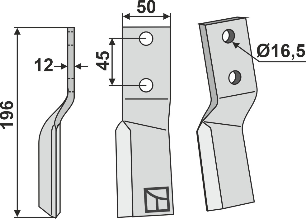 Rotorzinken, linke Ausführung geeignet für: Tortella cuchilla y cuchilla de rotavator