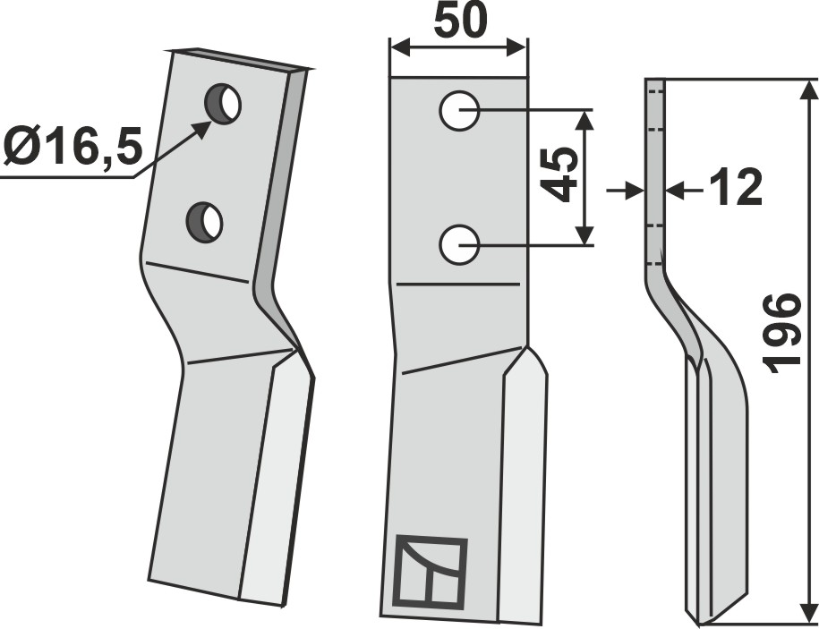 Rotorzinken, rechte Ausführung geeignet für: Tortella nóż glebogryzarki i ząb obrotowy