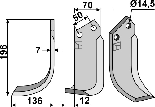 Fräsmesser, linke Ausführung geeignet für: Celli freesmes en rotortanden