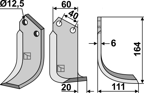 Fräsmesser, rechte Ausführung geeignet für: Celli freesmes en rotortanden