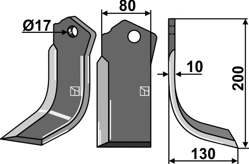 Fräsmesser, rechte Ausführung geeignet für: Celli fræserkniv og rotortænder