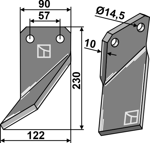 Fräsmesser, linke Ausführung geeignet für: Celli blade and rotary tine