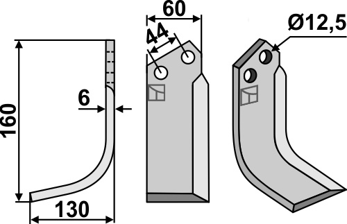 Fräsmesser, linke Ausführung geeignet für: Agritalia fræserkniv