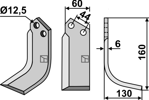 Fräsmesser, rechte Ausführung geeignet für: Agritalia fræserkniv