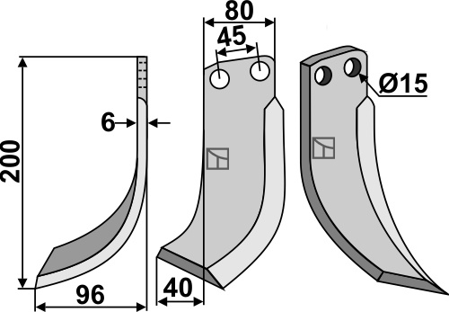 Fräsmesser, linke Ausführung geeignet für: Eberhardt nóż glebogryzark
