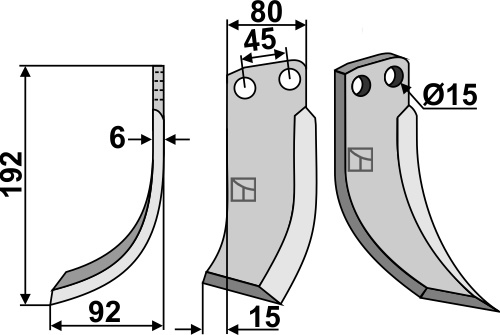 Fräsmesser, linke Ausführung geeignet für: Eberhardt nóż glebogryzark