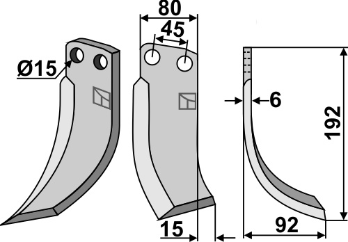 Fräsmesser, rechte Ausführung geeignet für: Eberhardt nóż glebogryzark