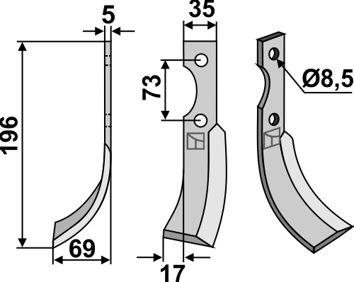 Fräsmesser, linke Ausführung geeignet für: Eurosystem nóż glebogryzark
