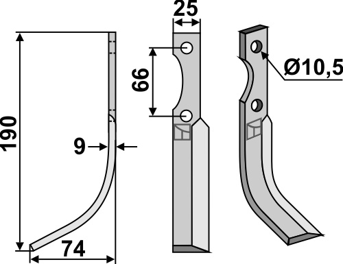 Fräsmesser, linke Ausführung geeignet für: Eurosystem nóż glebogryzark