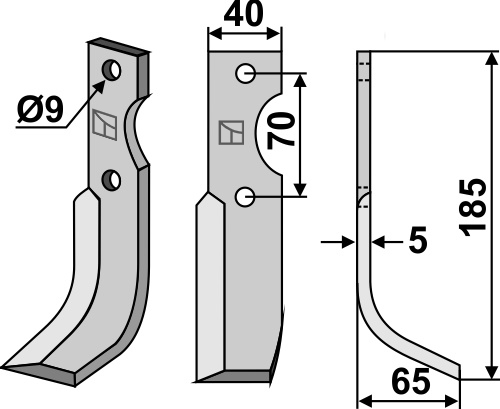 Fräsmesser, rechte Ausführung geeignet für: Fort nóż glebogryzark