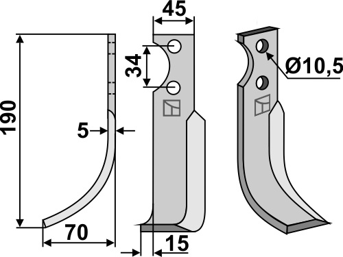 Fräsmesser, linke Ausführung geeignet für: Fort nóż glebogryzark