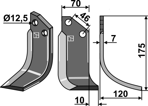 Fräsmesser, rechte Ausführung geeignet für: Forigo-Roteritalia blade and rotary tine