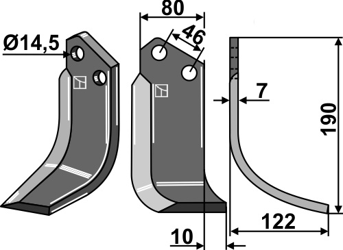 Fräsmesser, rechte Ausführung geeignet für: Forigo-Roteritalia freesmes en rotortanden