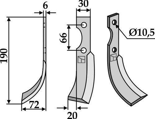 Fräsmesser, linke Ausführung geeignet für: Ferrari nóż glebogryzark