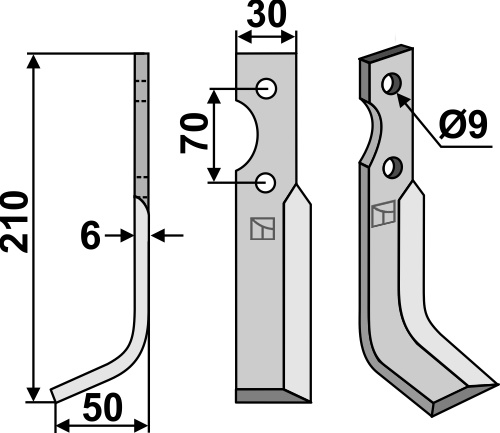 Fräsmesser, linke Ausführung geeignet für: Gutbrod nóż glebogryzark