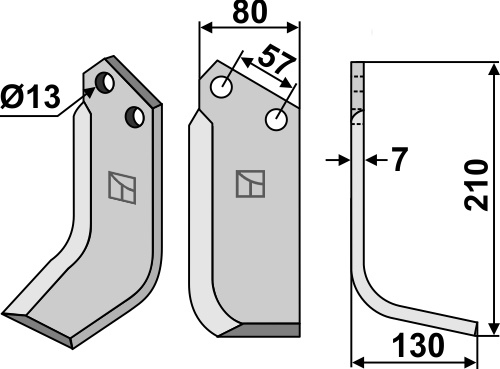 Fräsmesser, rechte Ausführung geeignet für: Breviglieri cuchilla y cuchilla de rotavator