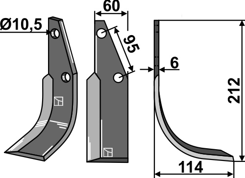 Fräsmesser, rechte Ausführung geeignet für: Kongskilde nóż glebogryzarki i ząb obrotowy
