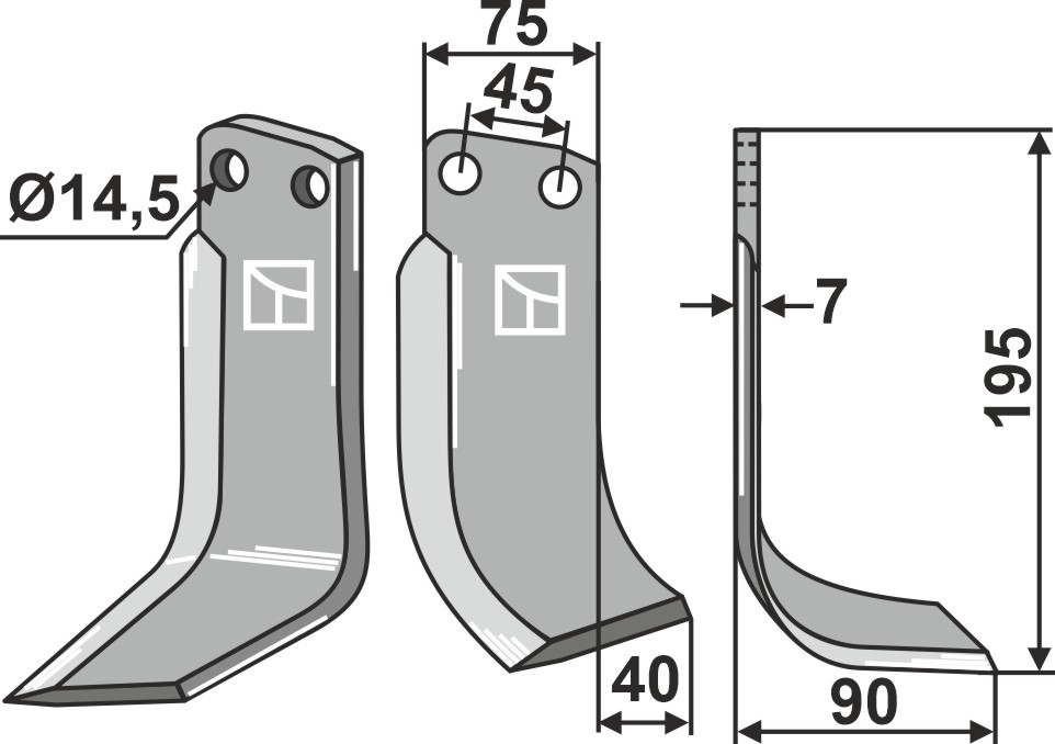 Fräsmesser - rechte Ausführung geeignet für: Gehring nóż glebogryzark