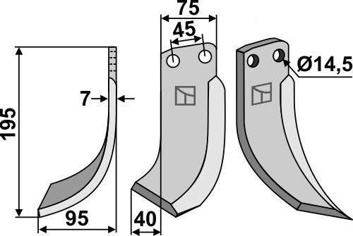 Fräsmesser, linke Ausführung geeignet für: Gehring nóż glebogryzark