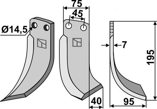 Fräsmesser, rechte Ausführung geeignet für: Gehring nóż glebogryzark