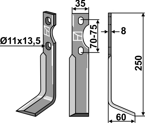 Rotorzinken, rechte Ausführung geeignet für: Simon cuchilla y cuchilla de rotavator