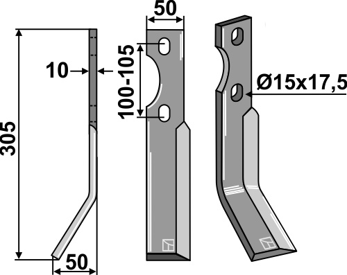 Rotorzinken, linke Ausführung geeignet für: Simon cuchilla y cuchilla de rotavator