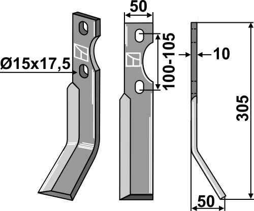 Rotorzinken, rechte Ausführung geeignet für: Simon nóż glebogryzarki i ząb obrotowy