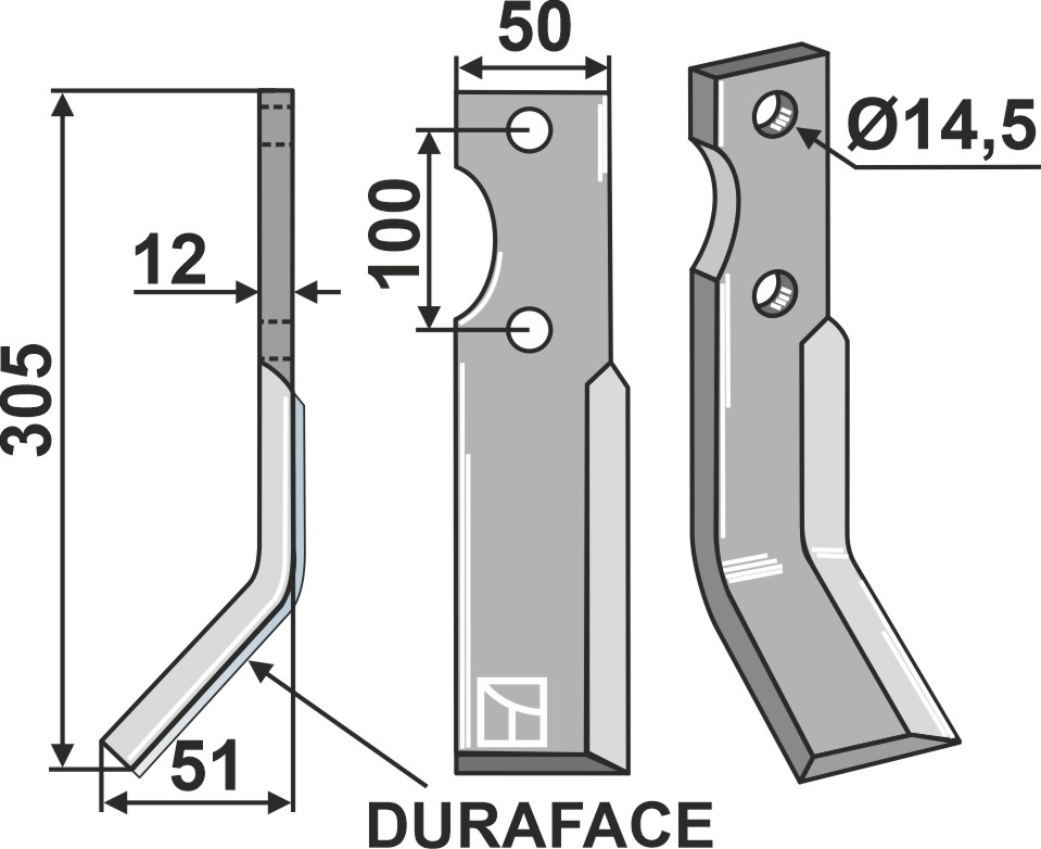Rotorzinken DURAFACE, linke Ausführung geeignet für: Ortiflor Ротационный зуб