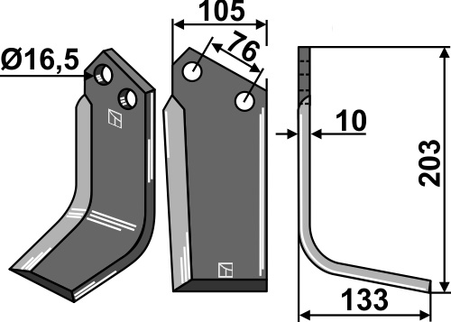 Fräsmesser, rechte Ausführung geeignet für: Kuhn blade and rotary tine