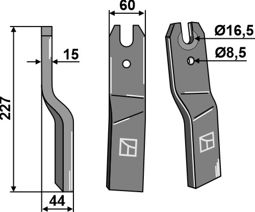 Rotorzinken, linke Ausführung geeignet für: Kuhn nóż glebogryzarki i ząb obrotowy