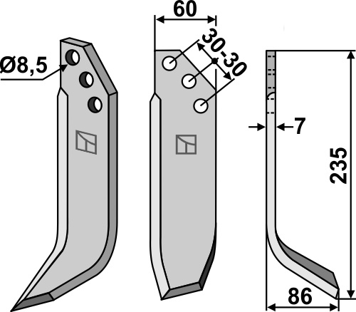 Fräsmesser, rechte Ausführung geeignet für: Kuhn nóż glebogryzarki i ząb obrotowy
