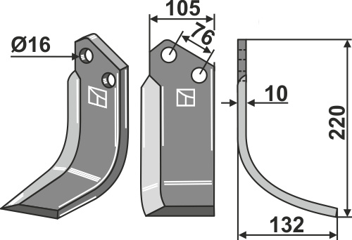 Fräsmesser, rechte Ausführung geeignet für: Kuhn freesmes en rotortanden
