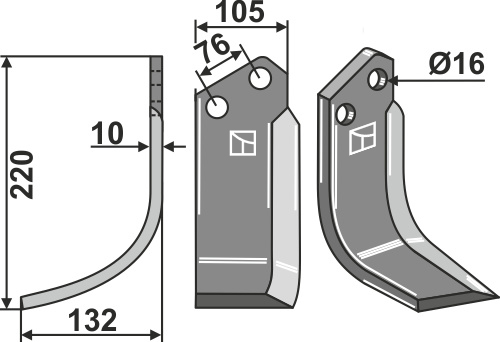 Fräsmesser, linke Ausführung geeignet für: Kuhn cuchilla y cuchilla de rotavator
