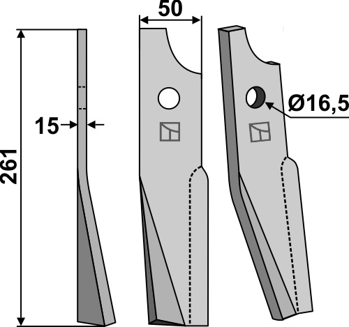 Rotorzinken, linke Ausführung geeignet für: Kuhn blade and rotary tine