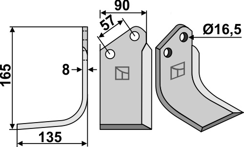 Fräsmesser, linke Ausführung geeignet für: Kuhn freesmes en rotortanden