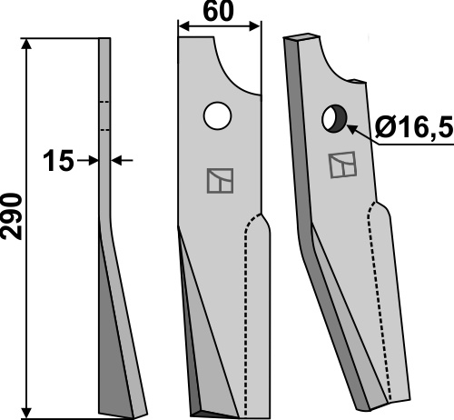 Rotorzinken, linke Ausführung geeignet für: Kuhn Фрезерный нож и Ротационный зуб