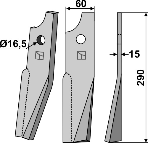 Rotorzinken, rechte Ausführung geeignet für: Kuhn blade and rotary tine