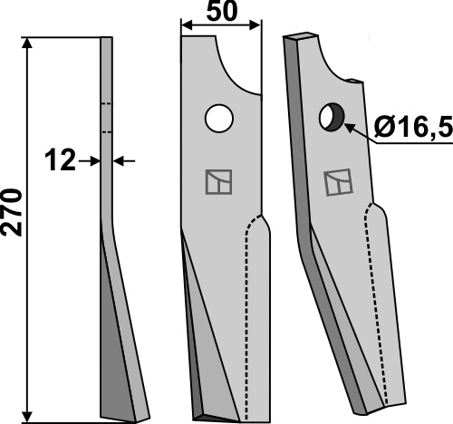 Rotorzinken, linke Ausführung geeignet für: Kuhn couteau de fraise et dent rotative